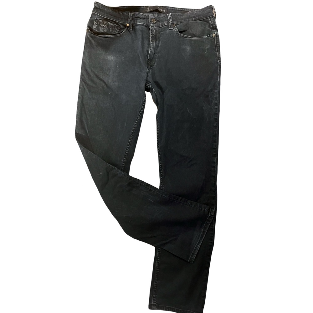 Guess men's 34 by32" straight leg medium black stonewash grunge cowboy staple